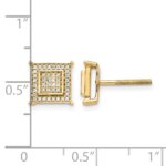 14k 1/4 carat Diamond Double Square Bezel Screwback Post Earrings - Image 4