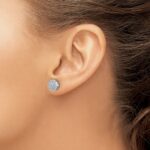 14k White Gold 1/2 carat Diamond Round Cluster Post Earrings - Image 3