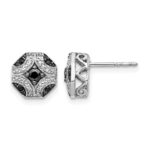 14k White Gold Fancy 1/4 carat White and Black Diamond Octagon Post Earrings