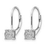 14k White Gold 1/10 carat Diamond Cluster Leverback Earrings - Image 2