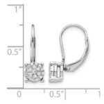 14k White Gold 1/6 carat Diamond Cluster Leverback Earrings - Image 4