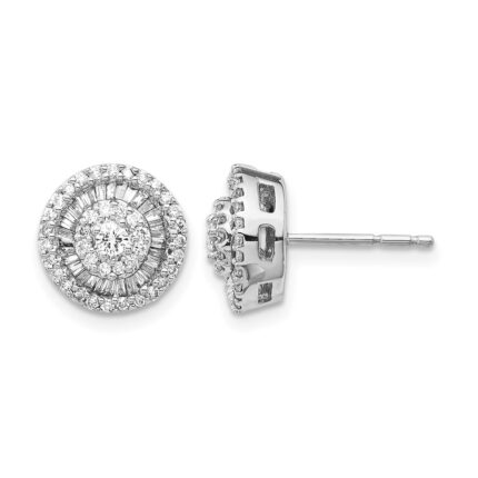 14k White Gold 1/2 carat Diamond Cluster Post Earrings