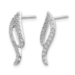 14k White Gold 1/4 carat Diamond Wave Post Earrings - Image 2