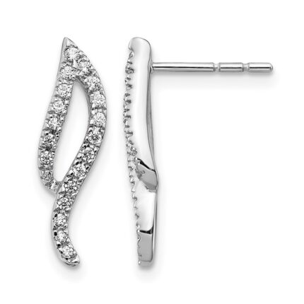 14k White Gold 1/4 carat Diamond Wave Post Earrings