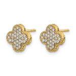 14k 1/3 carat Lab Grown Diamond VS/SI+ G+ Complete Quatrefoil Post Earrings - Image 2