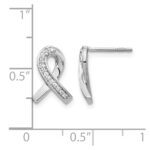 14k White Gold 1/10 carat Diamond Awareness Ribbon Post Earrings - Image 4