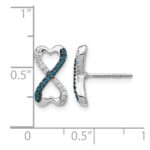 14k White Gold Blue and White Diamond Infinity Heart Post Earrings - Image 4