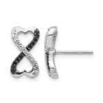 14k White Gold Black and White Diamond Infinity Heart Post Earrings