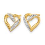 14k and Rhodium Marquise Diamond Heart Post Earrings - Image 2