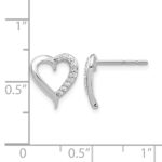 14k White Gold Diamond Heart Earrings - Image 4