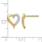14k Gold Diamond Heart Post Earrings - Image 4
