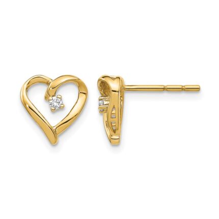 14k AA Diamond Heart Earrings