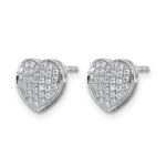 14k White Gold Diamond Heart Post Earrings - Image 2
