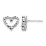 14k White Gold Diamond Heart Earrings