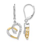 14k Two Tone 1/5 carat Lab Grown Diamond VS/SI+ G+ Complete Dangle Heart Leverback Earrings