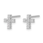 14k White Gold Polished Diamond Cross Post Earrings - Image 2