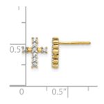 14k Gold Polished Diamond Cross Post Earrings - Image 4