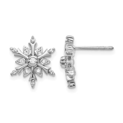 14k White Gold 1/6 carat Lab Grown Diamond VS/SI+ G+ Complete Snowflake Post Earrings