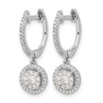 14k White Gold 1/2 carat Diamond Cluster Hinged Hoop Earrings - Image 2