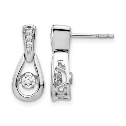 14k White Gold 1/4 carat Vibrant Moving Diamond Post Earrings