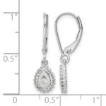 10k White Gold Baguette Diamond Teardrop Halo Leverback Earrings - Image 4