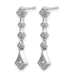 14k White Gold 1/10 carat Diamond Vintage-style Dangle Post Earrings - Image 2