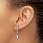 14k White Gold 1/10 carat Diamond Vintage-style Dangle Post Earrings - Image 3