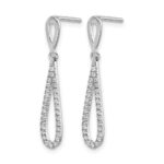14k White Gold Polished 1/5 carat Diamond Teardrop Dangle Post Earrings - Image 2