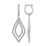 14k White Gold 1.1 carat Diamond Teardrop Hinged Dangle Earrings