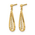 14k 1/20 carat Diamond Teardrop Dangle Post Earrings - Image 2