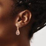 14k Rose Gold Polished 3/8 carat Diamond Teardrop Dangle Post Earrings - Image 3