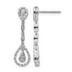 14k White Gold Teardrop 1/4 carat Diamond Dangle Post Earrings