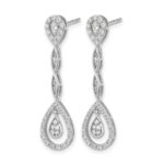 14k White Gold Teardrop 1/3 carat Diamond Dangle Post Earrings - Image 2