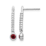 14k White Gold 1/3 carat Red/White Diamond Drop Dangle Post Earrings