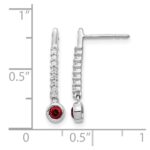 14k White Gold 1/3 carat Red/White Diamond Drop Dangle Post Earrings - Image 4