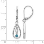 14k White Gold 1/8 carat Blue Diamond Teardrop Leverback Earrings - Image 4
