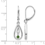 14k White Gold 1/8 carat Green Diamond Teardrop Leverback Earrings - Image 3