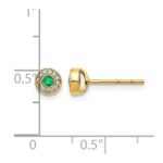 14k Diamond and 2.3mm Round Emerald Halo Post Earrings - Image 4