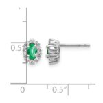 14k White Gold 5x3mm Oval Emerald and Diamond Halo Post Earrings - Image 4