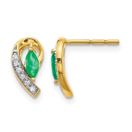10k 1/20Ct Diamond and Emerald Earrings