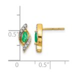 14k 5x2.5mm Marquise Emerald and Diamond Post Earrings - Image 4