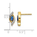 14k 5x2.5mm Marquise Sapphire and Diamond Post Earrings - Image 4