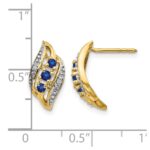 14k Polished Sapphire and Diamond Curve Post Earrings - Image 4