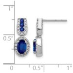 14k White Gold 6x4mm Oval Sapphire and Diamond Halo Post Earrings - Image 4