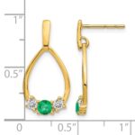 10k 1/3 carat Lab Grown Diamond VS/SI+ G+ and Created Emerald Complete Dangle Post Earrings - Image 4