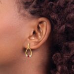 14k Ruby and White Sapphire Teardrop Post Dangle Earrings - Image 3