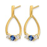 10k 1/3 carat Lab Grown Diamond VS/SI+ G+ and Created Sapphire Complete Dangle Teardrop Earrings - Image 2