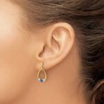 14k 1/3 carat Lab Grown Diamond VS/SI+ G+ and Created Sapphire Complete Dangle Teardrop Earrings - Image 3