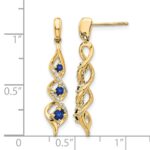 14k Diamond and Blue Sapphire Twisted Post Dangle Earrings - Image 4