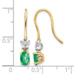 14k Two-Tone 6x4mm Oval Emerald and Diamond Shepherd Hook Earrings - Image 4